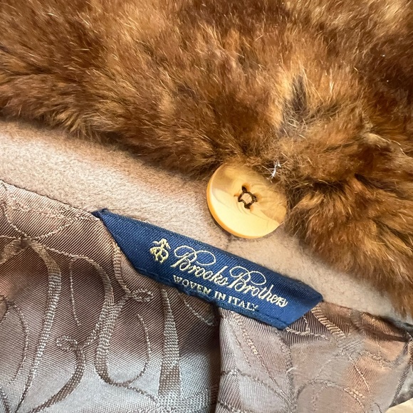 Brooks Brothers x Loro Piana Rabbit Fur Collar Belted Coat - Picture 4 of 6